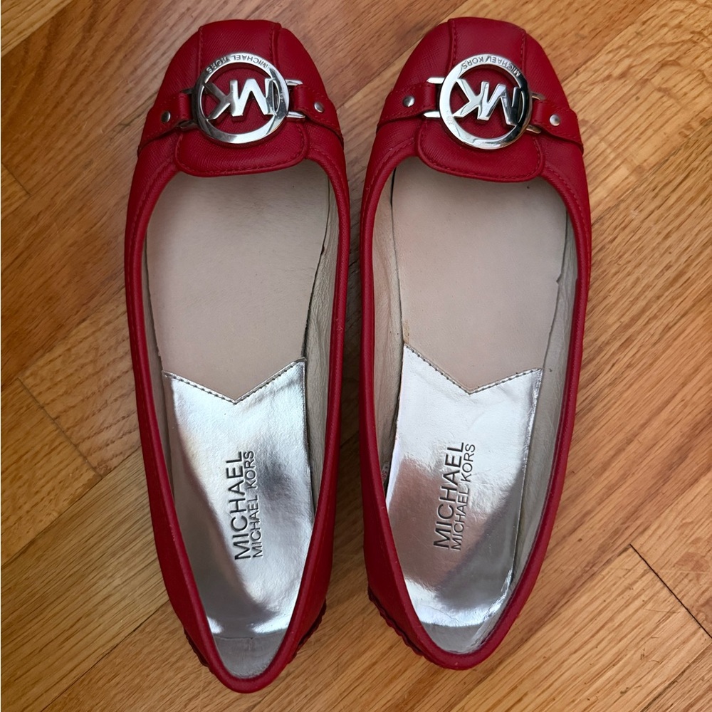 Michael Kors Red Leather Loafers